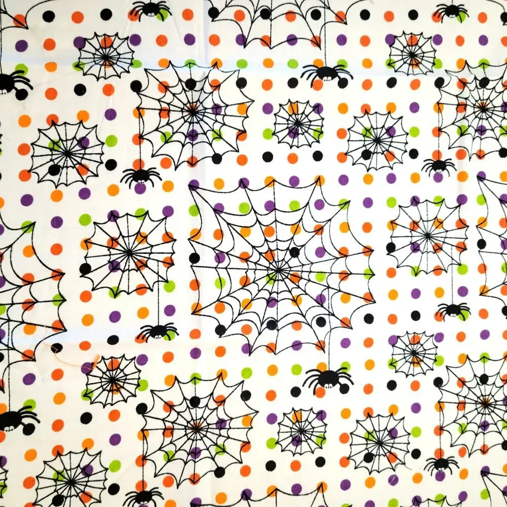 Cotton Fabric Spider Webs Dots Halloween 17x 43
